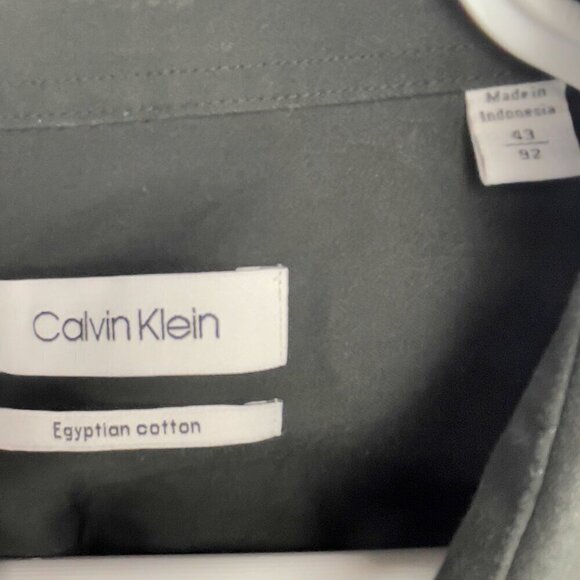 CALVIN KLEIN Egyptian Cotton Single Cuff Long Sleeve Black Business Shirt Sz L - Picture 7 of 9